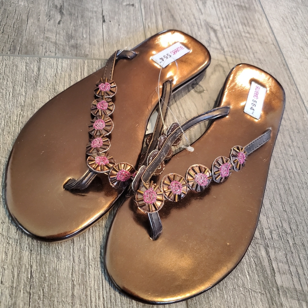 Sweet 554 bronze and pink sandals